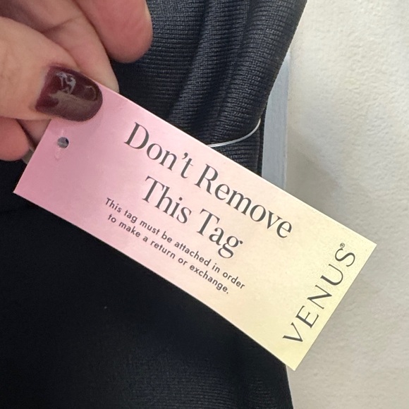 VENUS (M) Black Midi Dress with Embellished Neckline - Picture 2 of 8